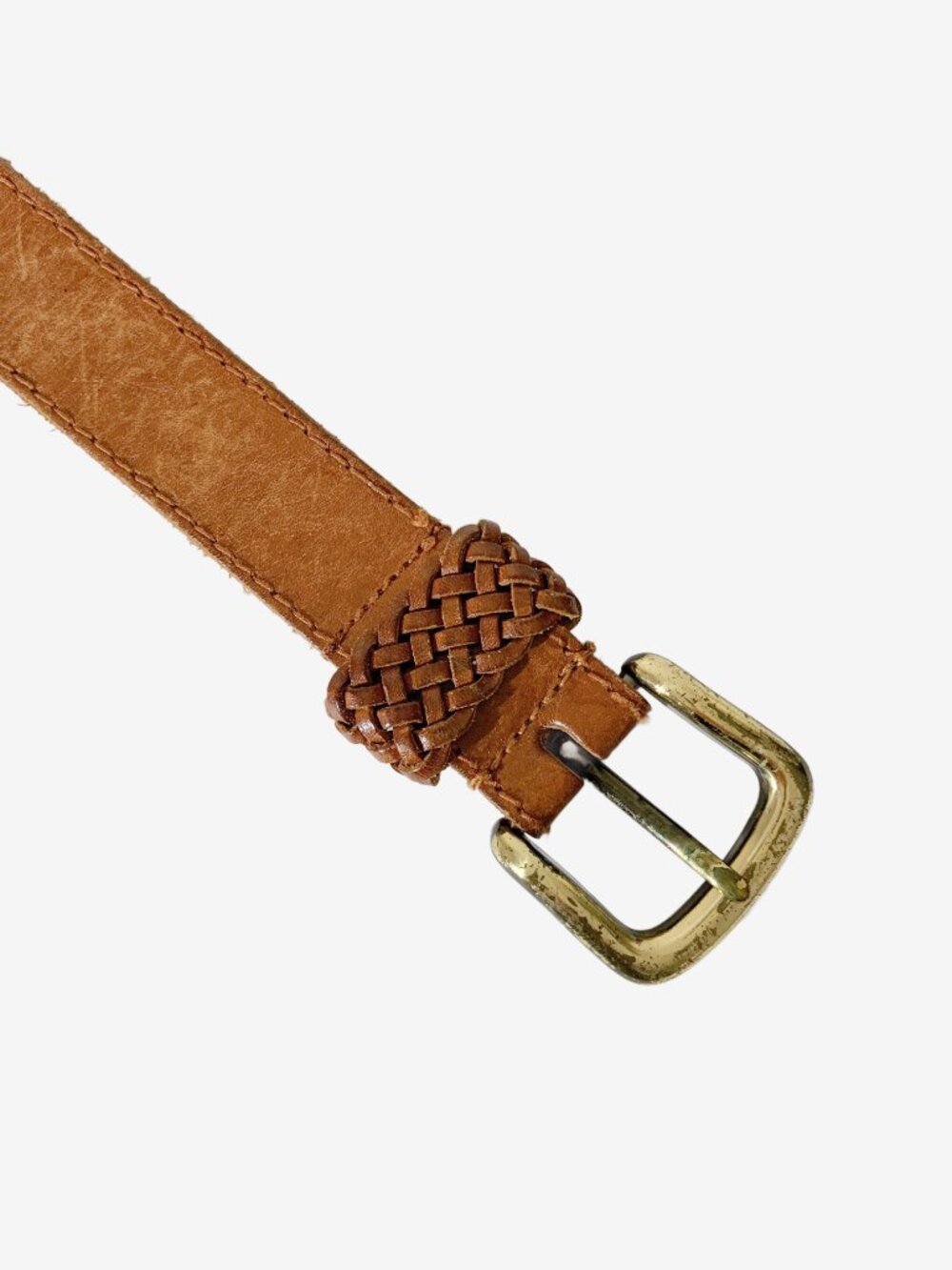Vintage brown leather belt with braided belt loop / size Small - Picture 5 of 6